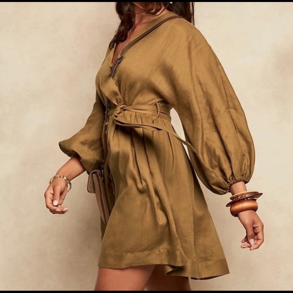 Banana republic linen balloon sleeve swing dress